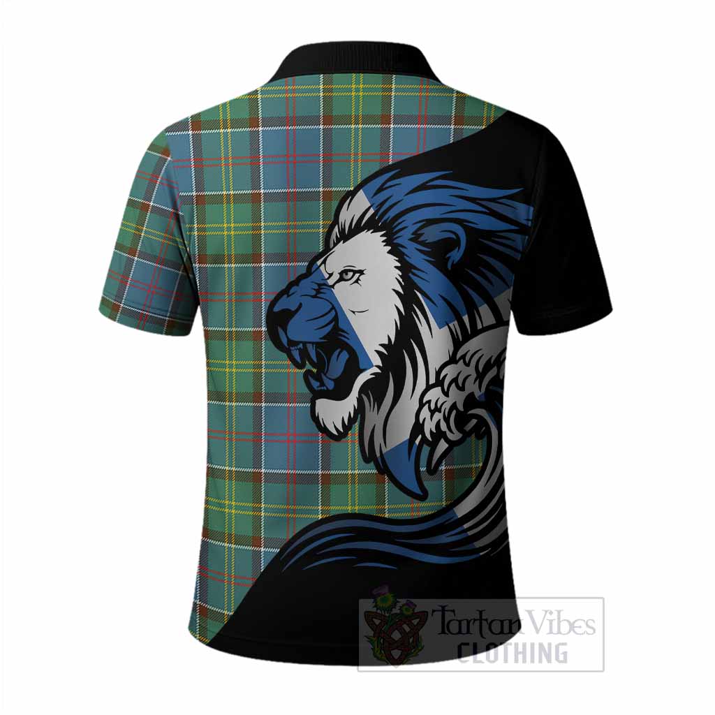 Colville Tartan Crest Polo Shirt Scottish Golden Lions Wave Flow
