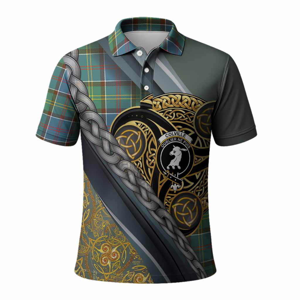 Colville Tartan Crest Polo Shirt Scottish Triskele Celtic