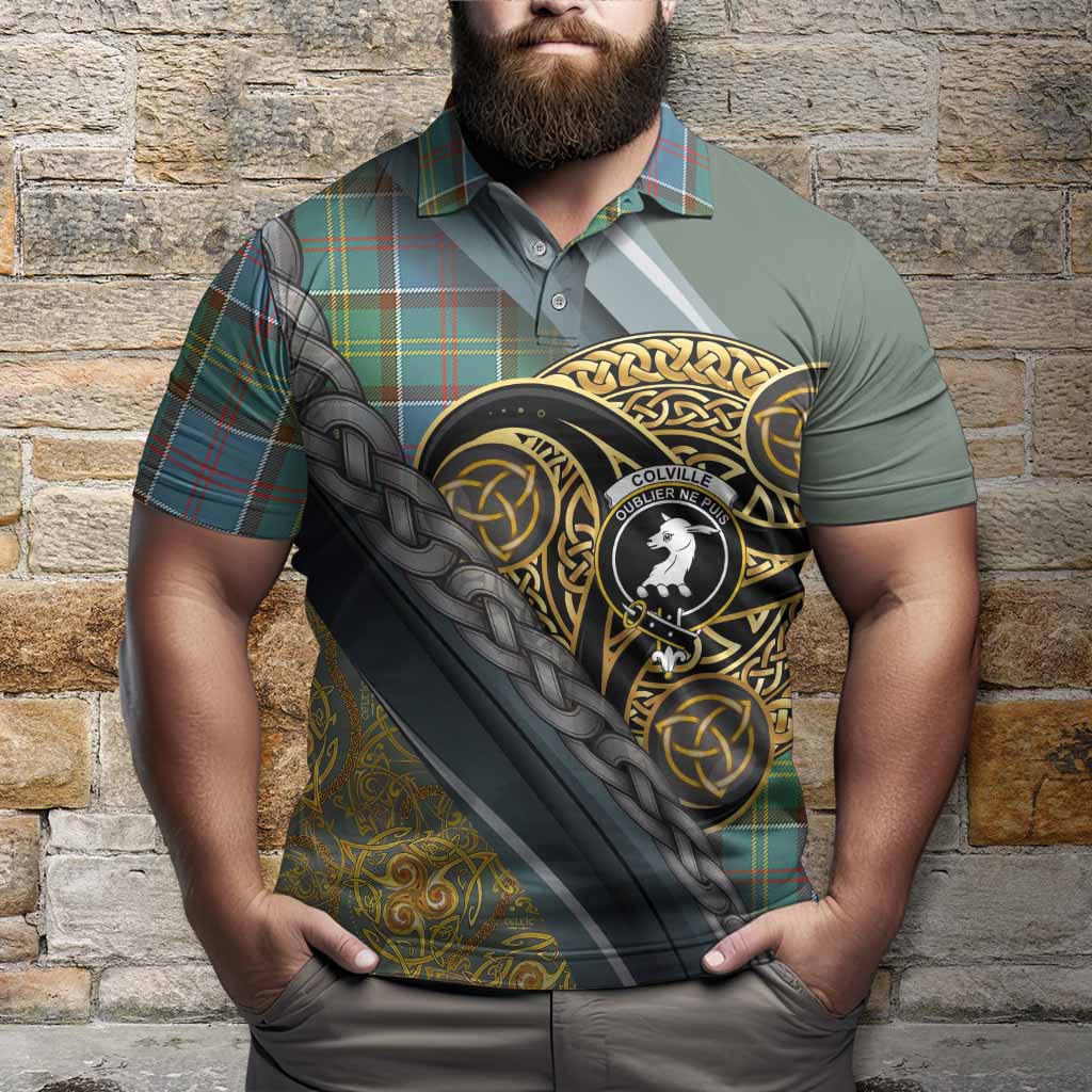 Colville Tartan Crest Polo Shirt Scottish Triskele Celtic