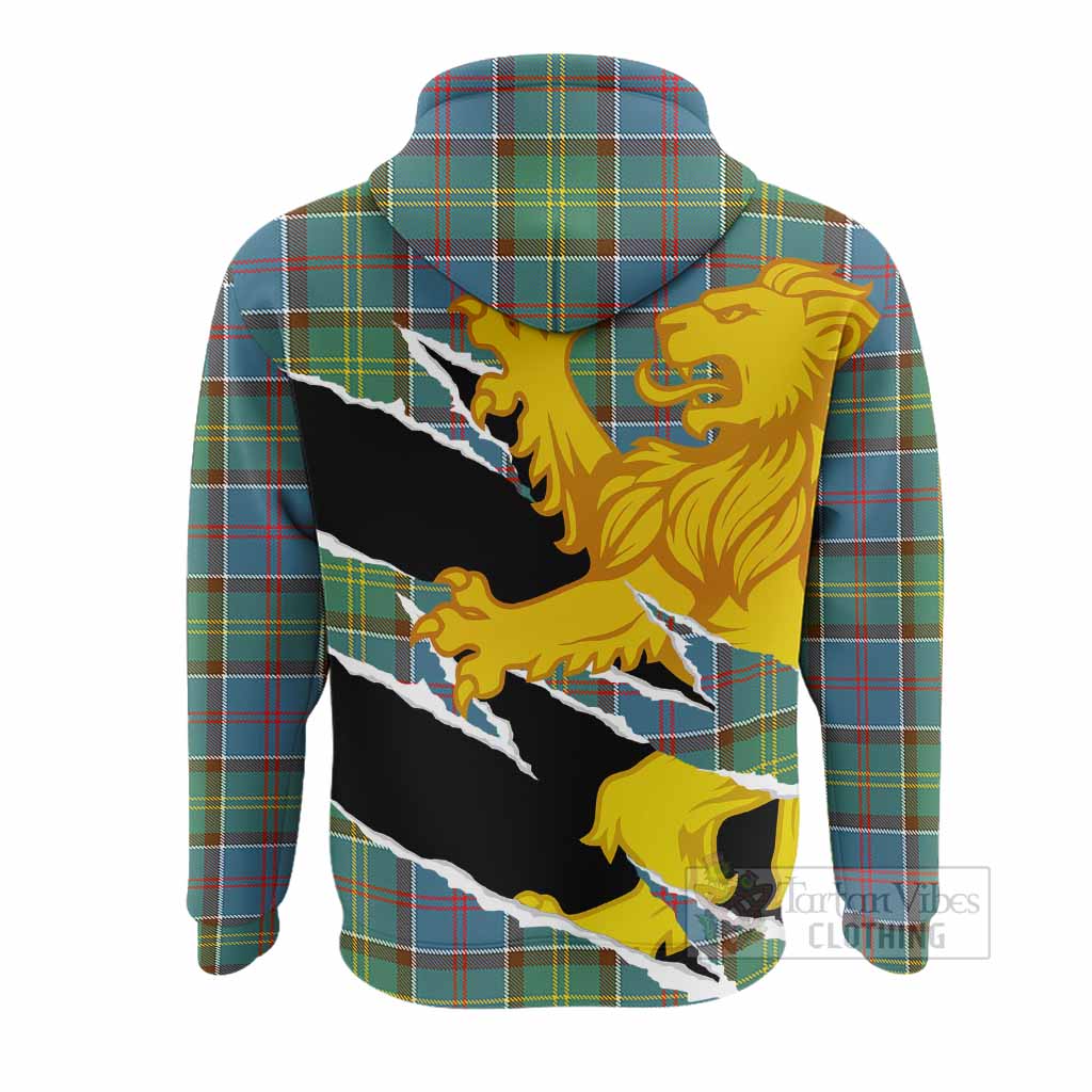 Colville Tartan Crest Scottish Hoodie Heraldic Golden Lion