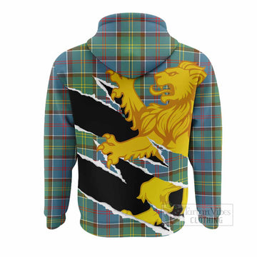 Colville Tartan Crest Scottish Hoodie Heraldic Golden Lion