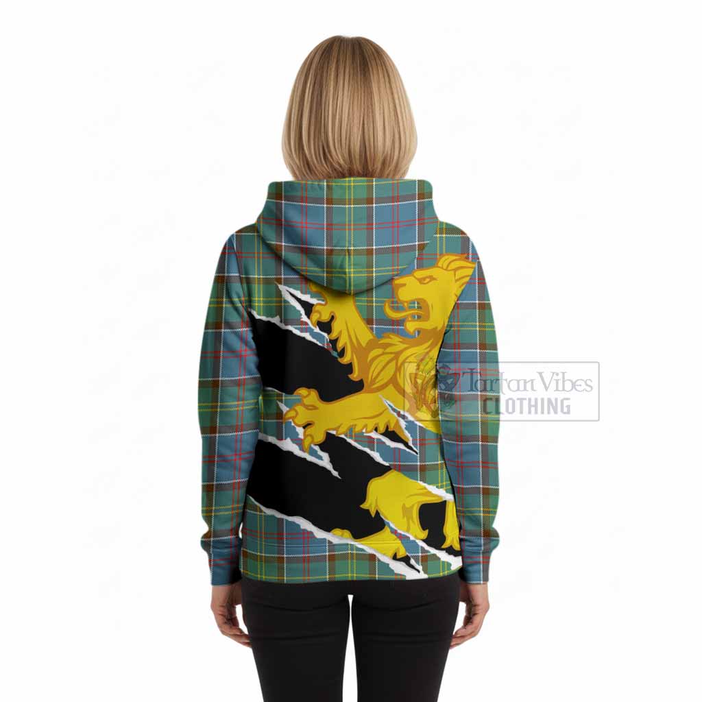 Colville Tartan Crest Scottish Hoodie Heraldic Golden Lion
