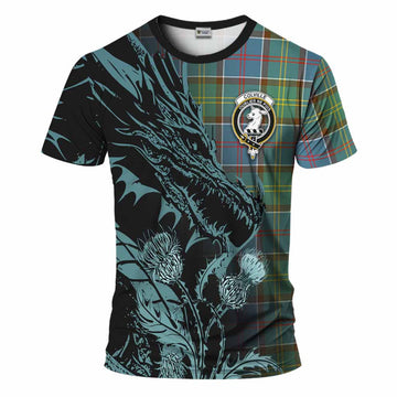 Colville Tartan Crest Scottish T-Shirt Dragon and Thistle