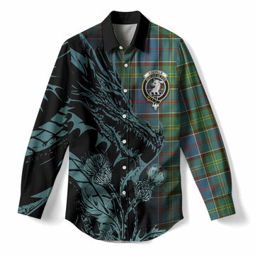 Colville Tartan Crest Scottish Women Casual Shirt Dragon and Thistle
