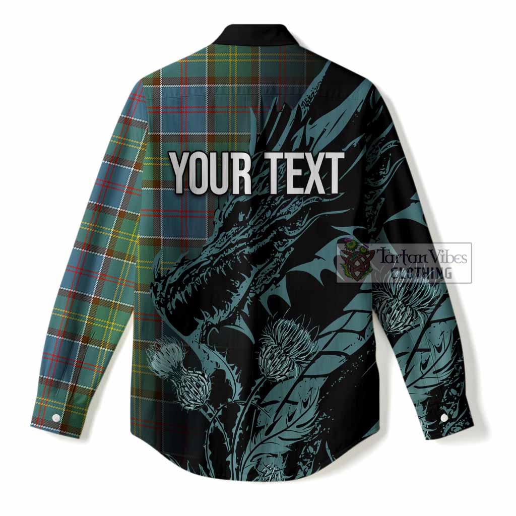 Colville Tartan Crest Scottish Women Casual Shirt Dragon and Thistle