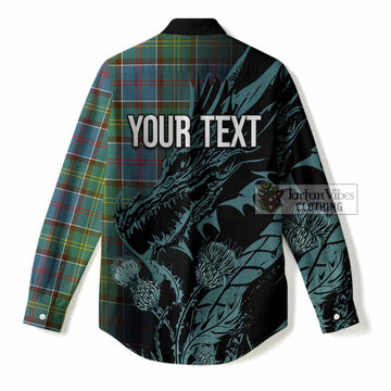 Colville Tartan Crest Scottish Women Casual Shirt Dragon and Thistle