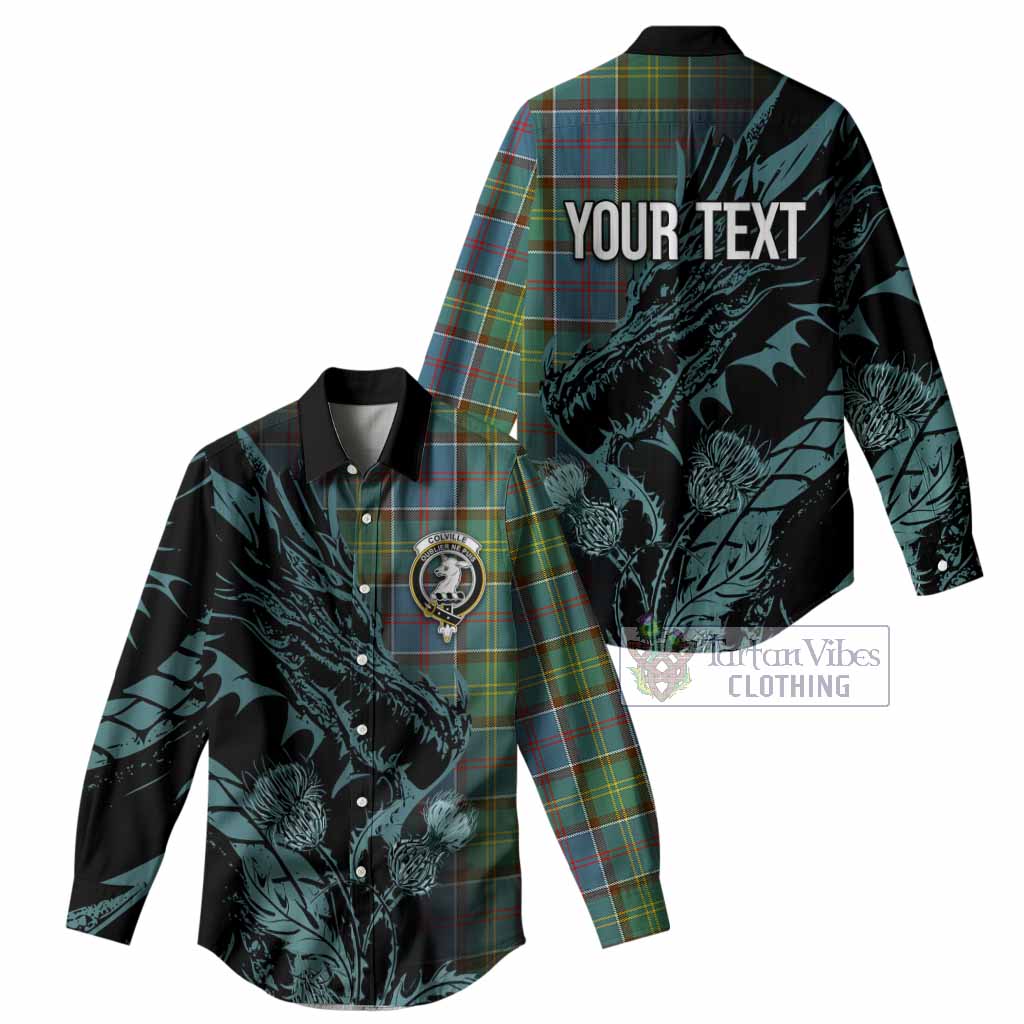 Colville Tartan Crest Scottish Women Casual Shirt Dragon and Thistle