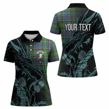 Colville Tartan Crest Scottish Women Polo Shirt Dragon and Thistle