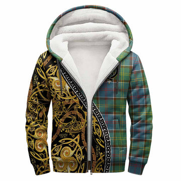 Colville Tartan Crest Sherpa Hoodie Celtic Knot and Triple Trickle Spiral Symbols