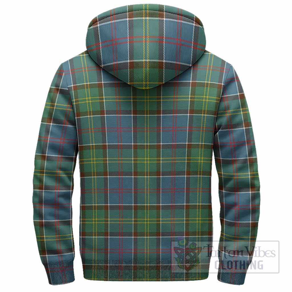 Colville Tartan Crest Sherpa Hoodie Ferocious Lion Style