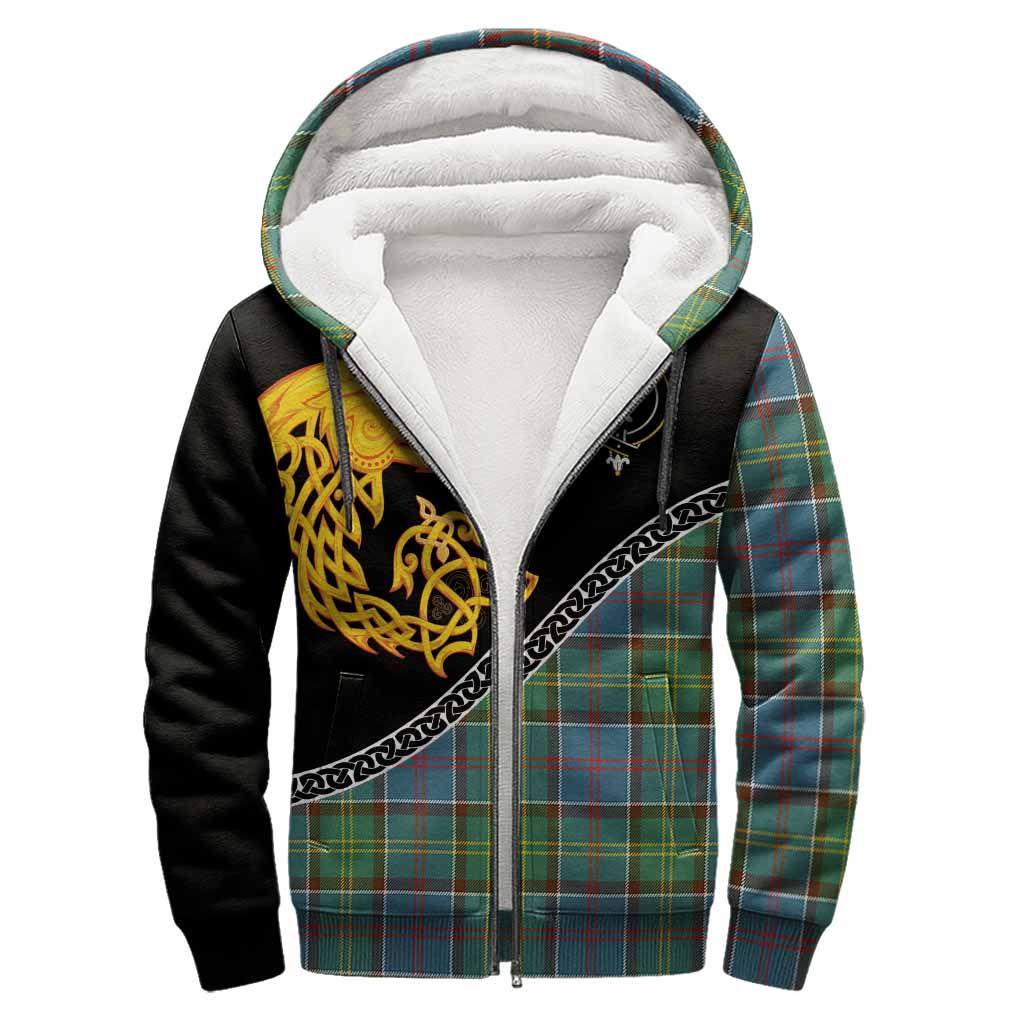 Colville Tartan Crest Sherpa Hoodie Legendary Dragon Knot Half Style