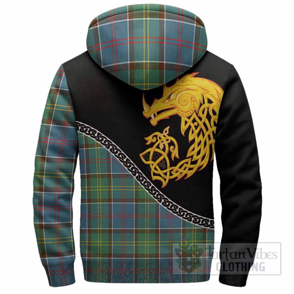 Colville Tartan Crest Sherpa Hoodie Legendary Dragon Knot Half Style