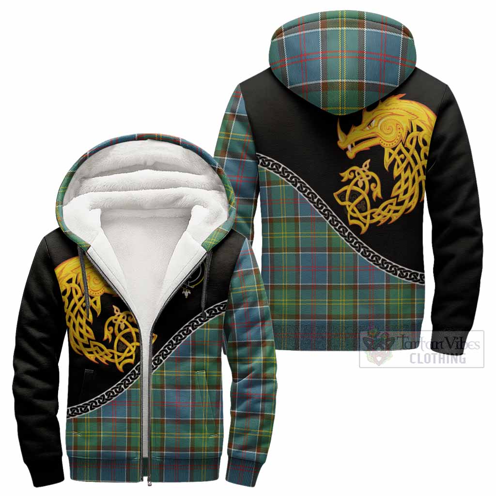Colville Tartan Crest Sherpa Hoodie Legendary Dragon Knot Half Style