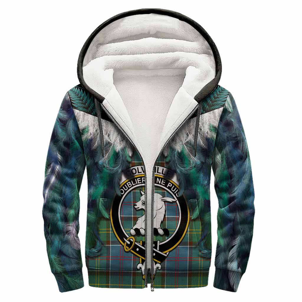 Colville Tartan Crest Sherpa Hoodie New Zealand Maori Korowai Cloak