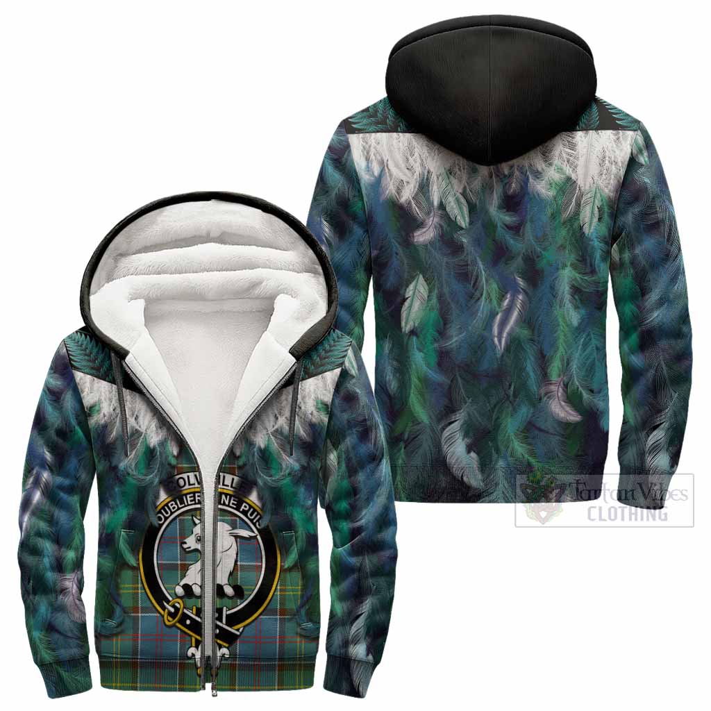 Colville Tartan Crest Sherpa Hoodie New Zealand Maori Korowai Cloak