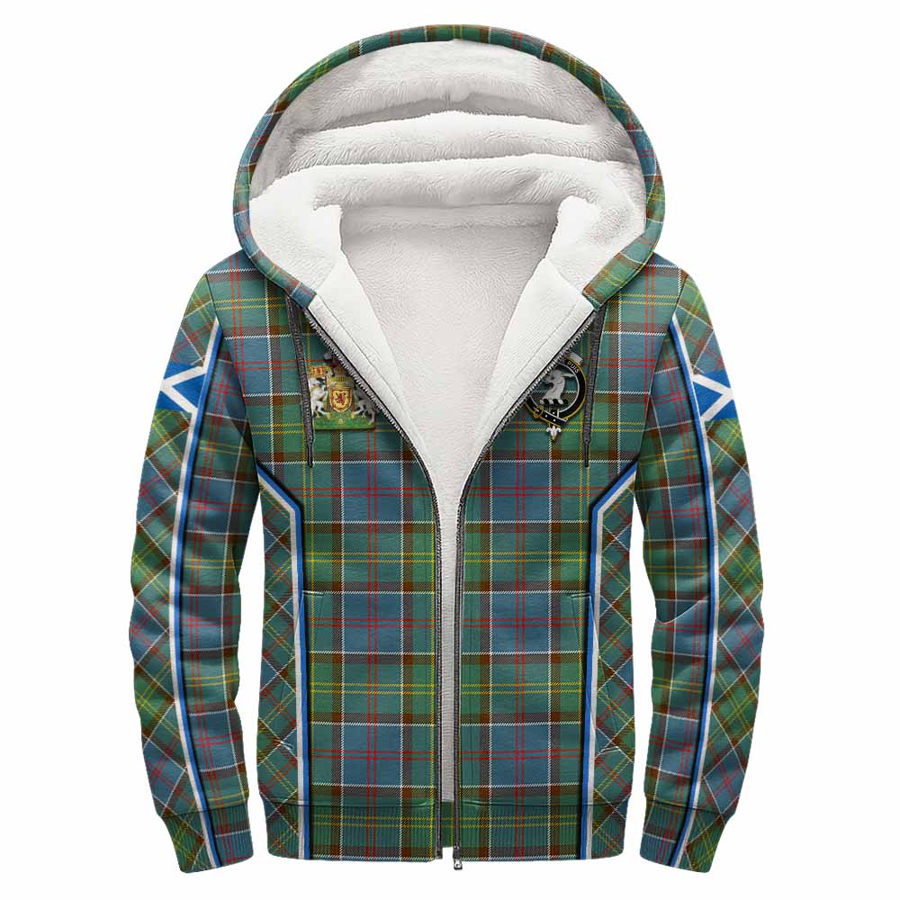 Colville Tartan Crest Sherpa Hoodie Scotland Coat of Arm Flag Style - Tartan Vibes Clothing