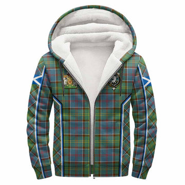 Colville Tartan Crest Sherpa Hoodie Scotland Coat of Arm Flag Style