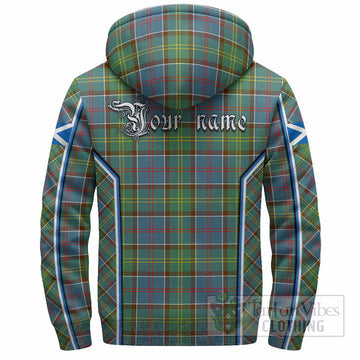 Colville Tartan Crest Sherpa Hoodie Scotland Coat of Arm Flag Style
