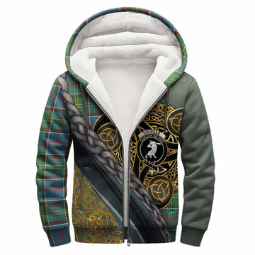 Colville Tartan Crest Sherpa Hoodie Scottish Triskele Celtic