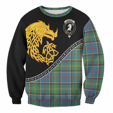 Colville Tartan Crest Sweatshirt Legendary Dragon Knot Half Style