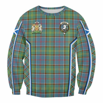 Colville Tartan Crest Sweatshirt Scotland Coat of Arm Flag Style