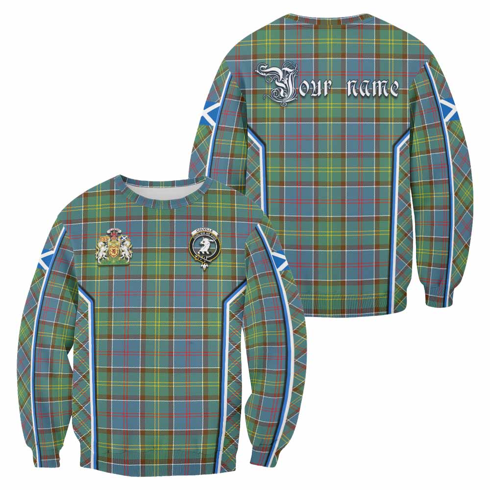 Colville Tartan Crest Sweatshirt Scotland Coat of Arm Flag Style - Tartan Vibes Clothing