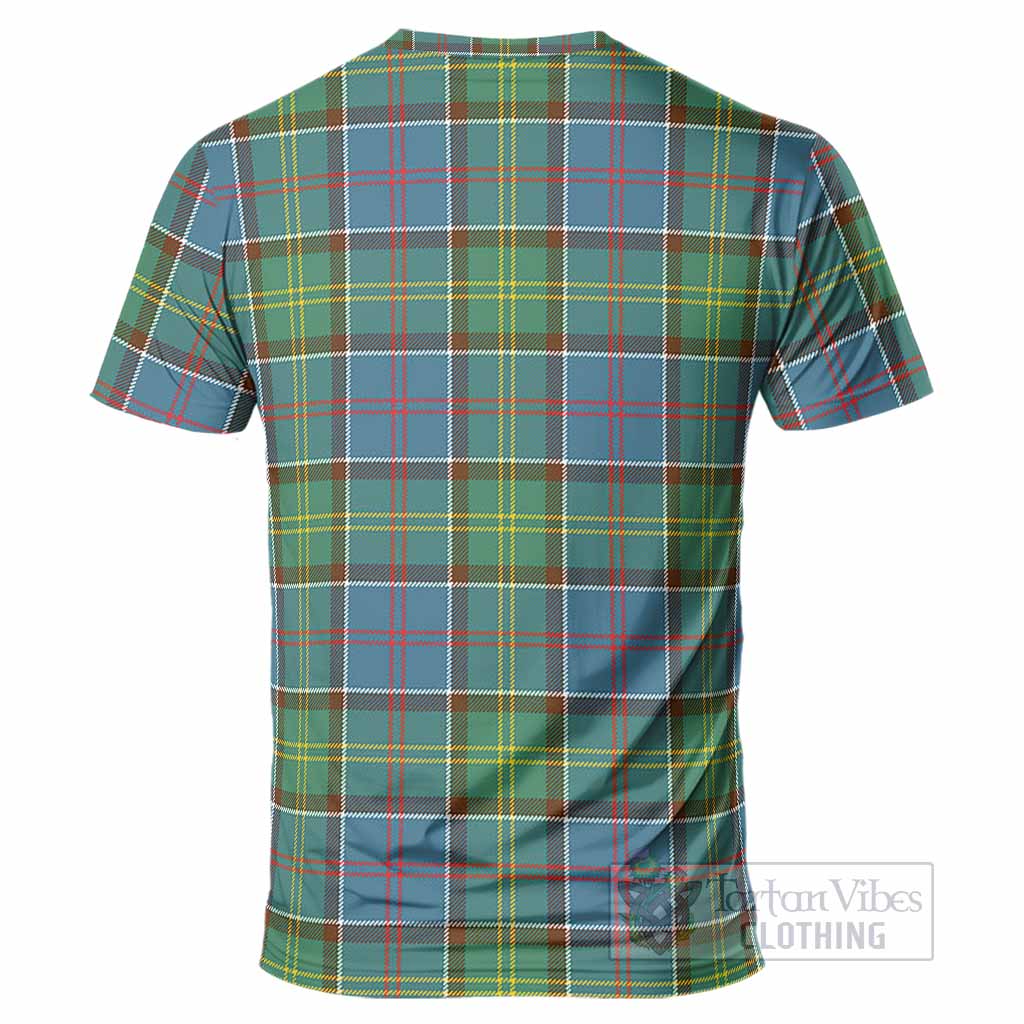 Colville Tartan Crest T-Shirt Ferocious Lion Style