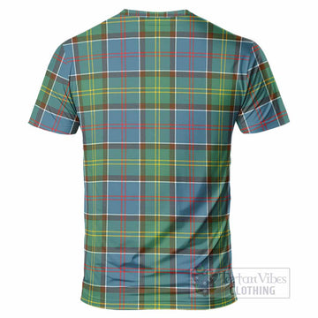 Colville Tartan Crest T-Shirt Ferocious Lion Style