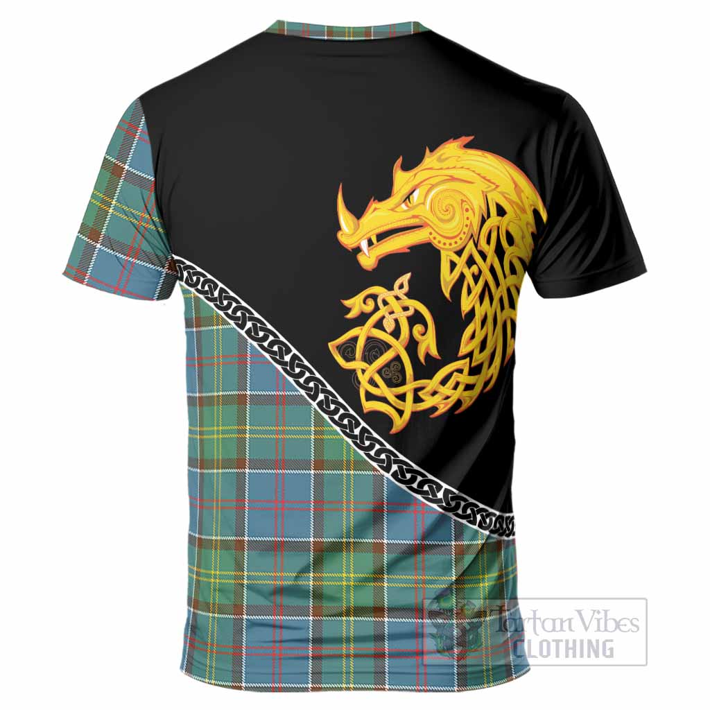 Colville Tartan Crest T-Shirt Legendary Dragon Knot Half Style