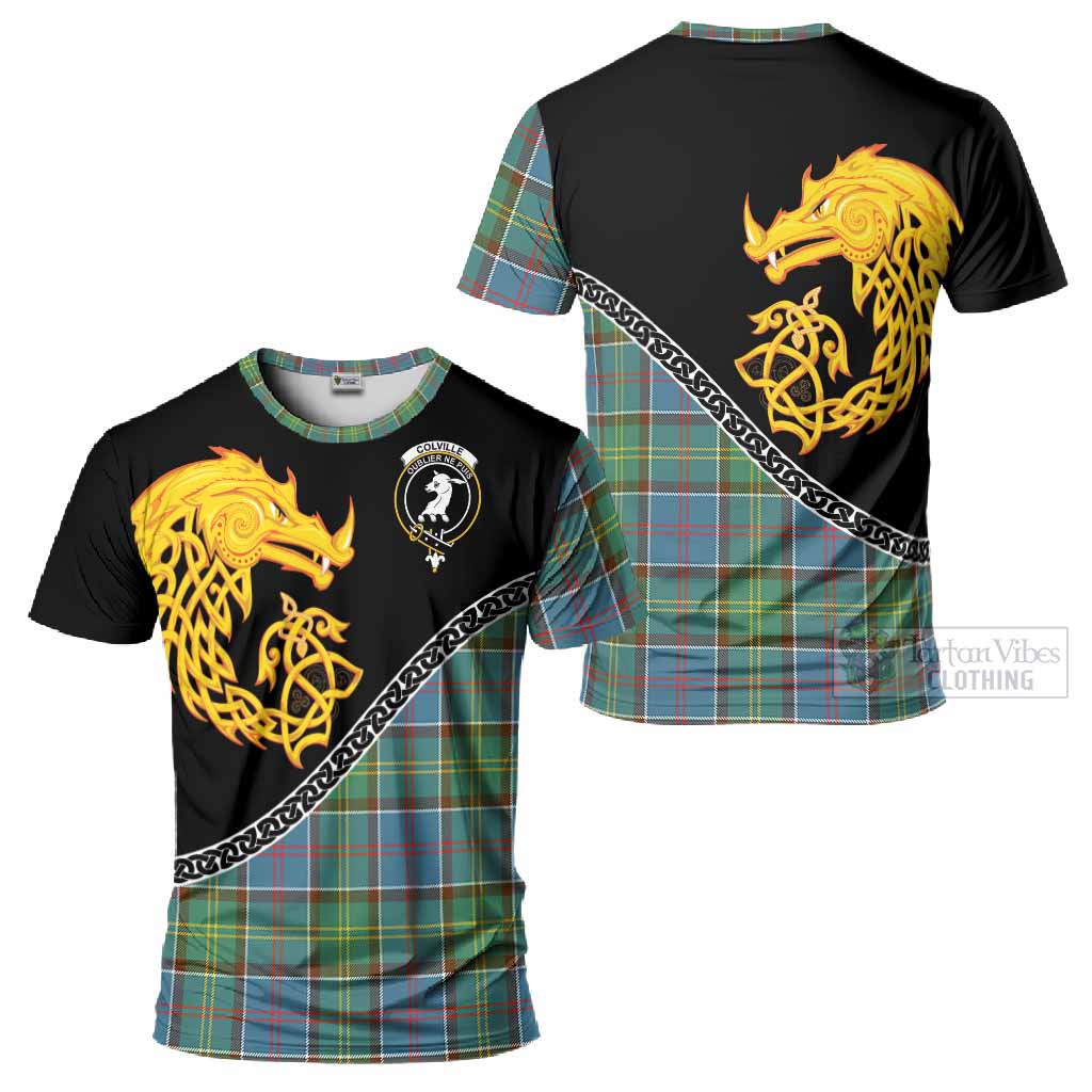 Colville Tartan Crest T-Shirt Legendary Dragon Knot Half Style