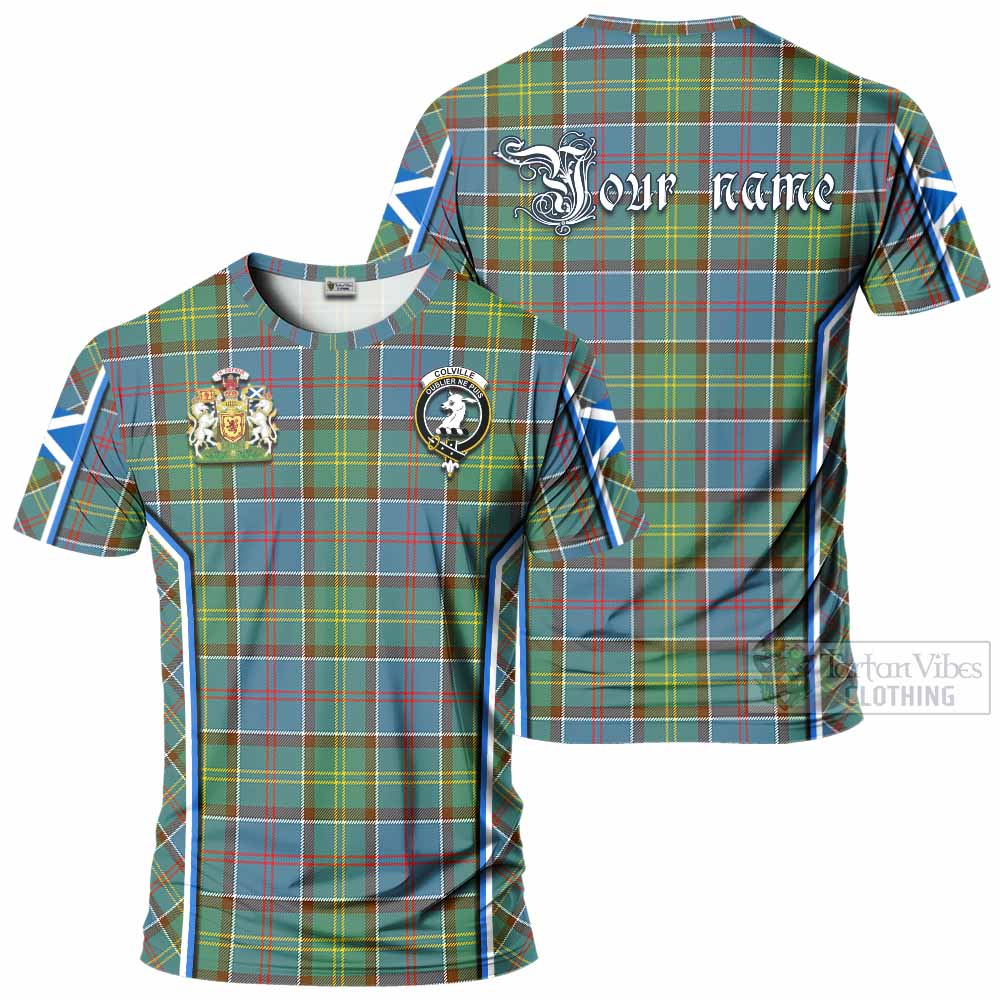Colville Tartan Crest T-shirt Scotland Coat of Arm Flag Style - Tartan Vibes Clothing