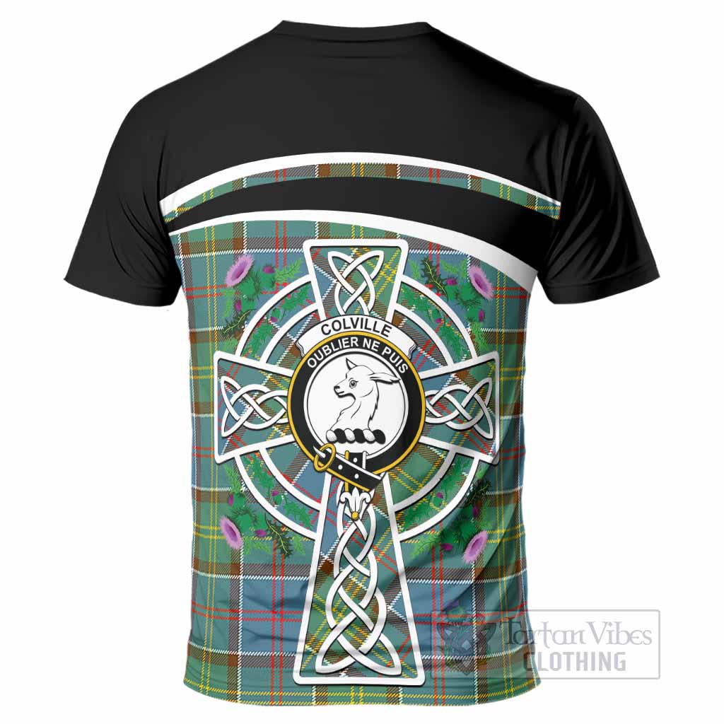 Colville Tartan Crest T-Shirt Scottish Thistle Celtic Cross Alba Gu Brath