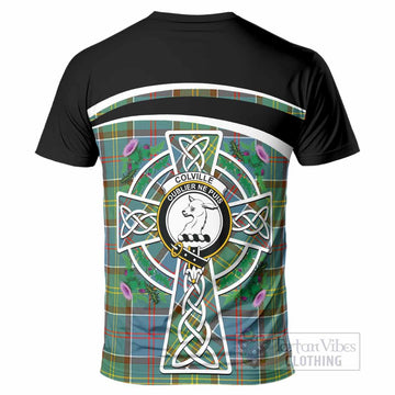 Colville Tartan Crest T-Shirt Scottish Thistle Celtic Cross Alba Gu Brath