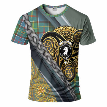Colville Tartan Crest T-Shirt Scottish Triskele Celtic