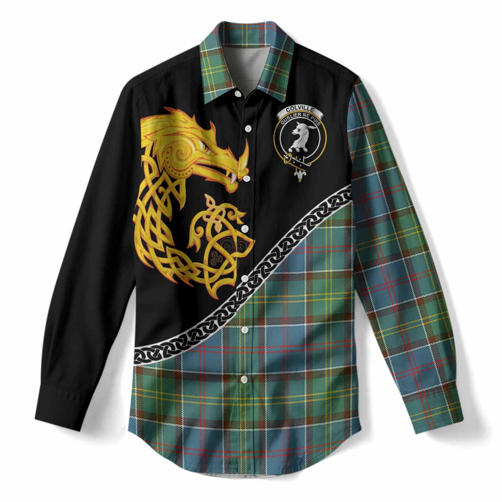 Colville Tartan Crest Women Casual Shirt Legendary Dragon Knot Half Style