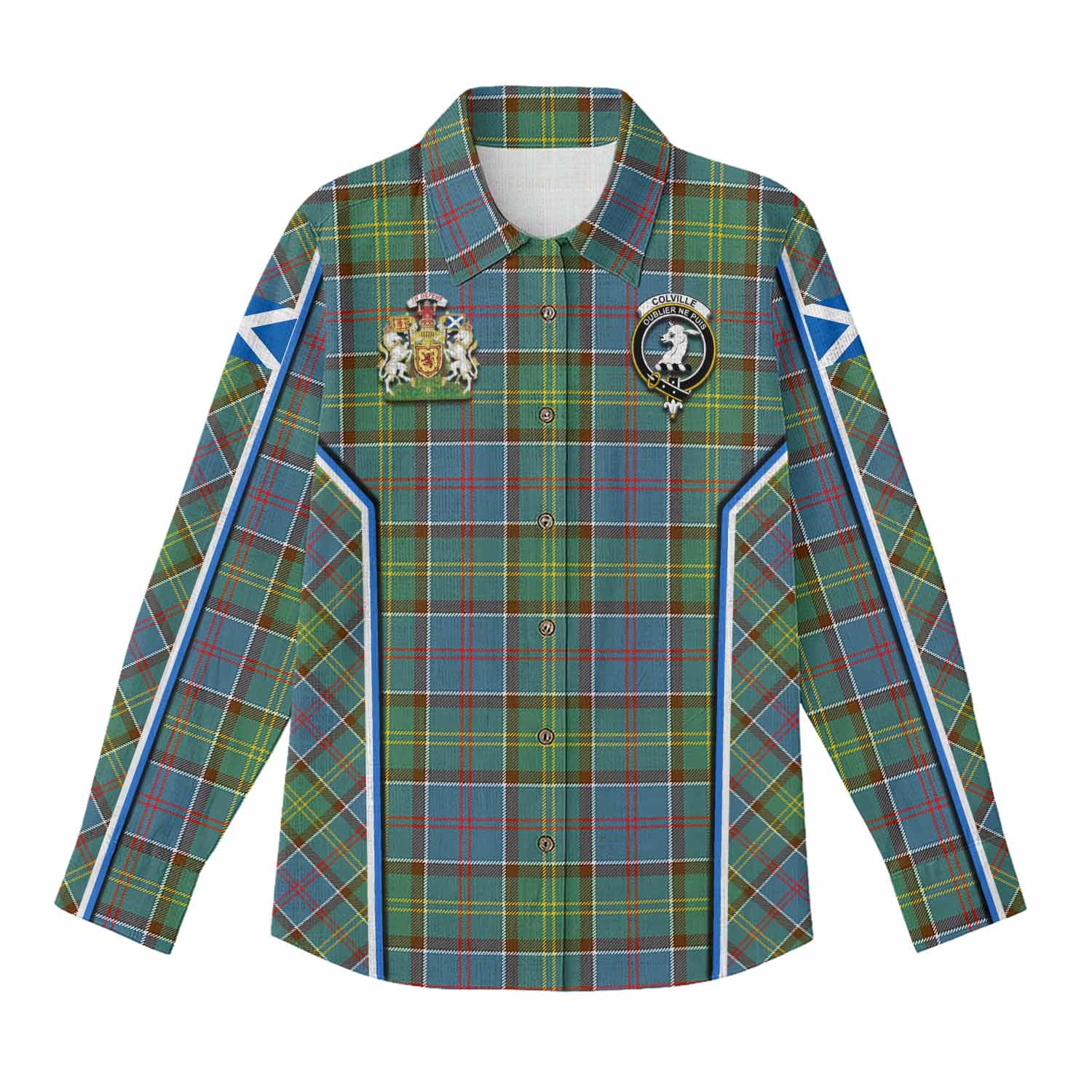 Colville Tartan Crest Women Casual Shirt Scotland Coat of Arm Flag Style - Tartan Vibes Clothing