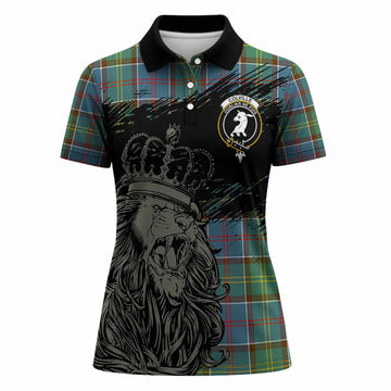 Colville Tartan Crest Women Polo Shirt Crowned Lion Heritage Style