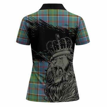 Colville Tartan Crest Women Polo Shirt Crowned Lion Heritage Style