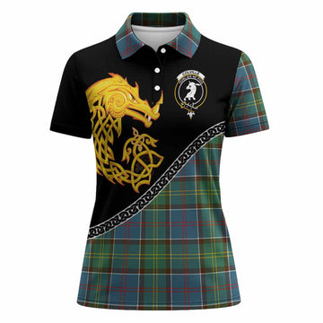Colville Tartan Crest Women Polo Shirt Legendary Dragon Knot Half Style