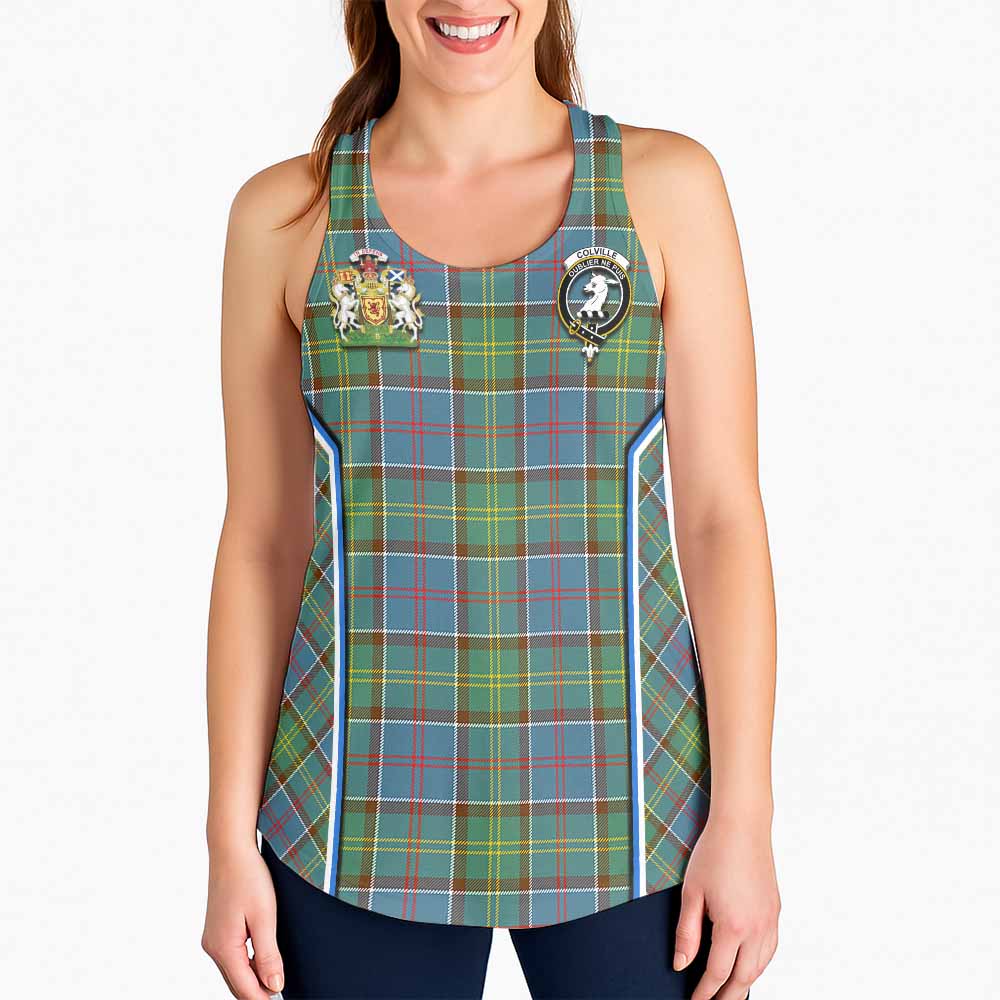 Colville Tartan Crest Women Racerback Tanks Scotland Coat of Arm Flag Style - Tartan Vibes Clothing