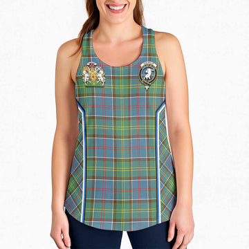 Colville Tartan Crest Women Racerback Tanks Scotland Coat of Arm Flag Style - Tartan Vibes Clothing
