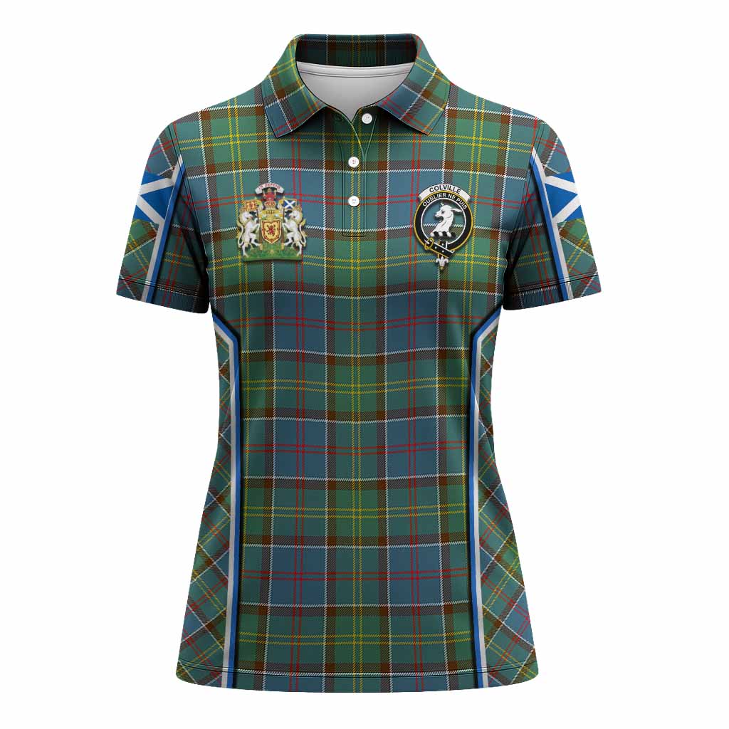 Colville Tartan Crest Women's Polo Shirt Scotland Coat of Arm Flag Style - Tartan Vibes Clothing