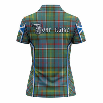 Colville Tartan Crest Women's Polo Shirt Scotland Coat of Arm Flag Style