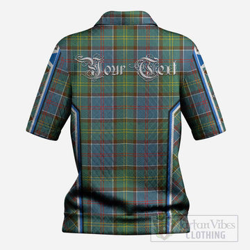 Colville Tartan Crest Women’s Polo Sweater Top Scotland Coat of Arm Flag Style