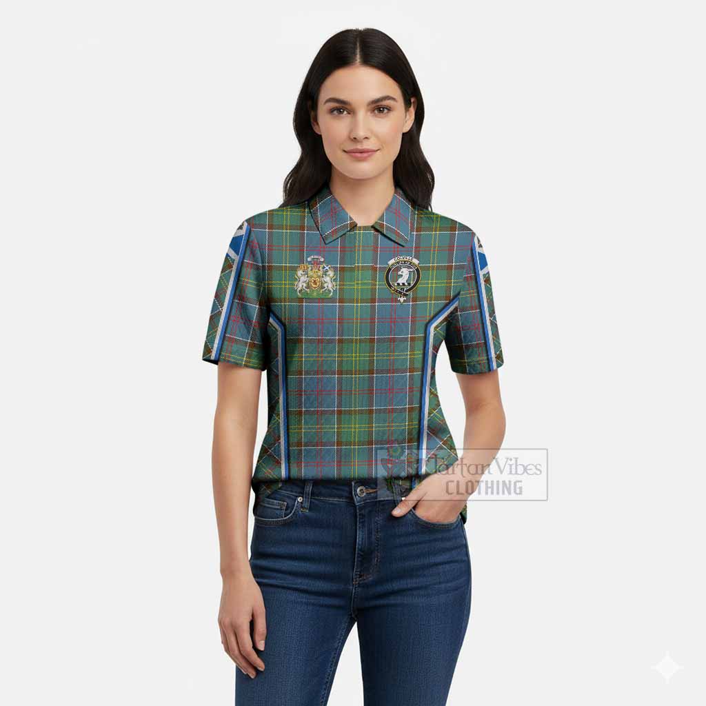 Colville Tartan Crest Women’s Polo Sweater Top Scotland Coat of Arm Flag Style