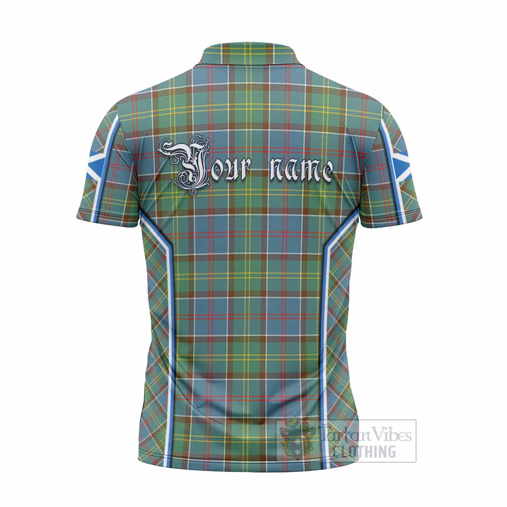 Colville Tartan Crest Zipper Polo Shirt Scotland Coat of Arm Flag Style - Tartan Vibes Clothing