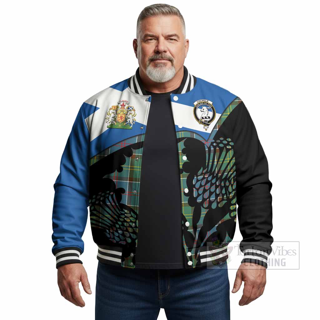 Colville Tartan Family Crest Baseball Jacket Scotland Thistle Floral Flag Style
