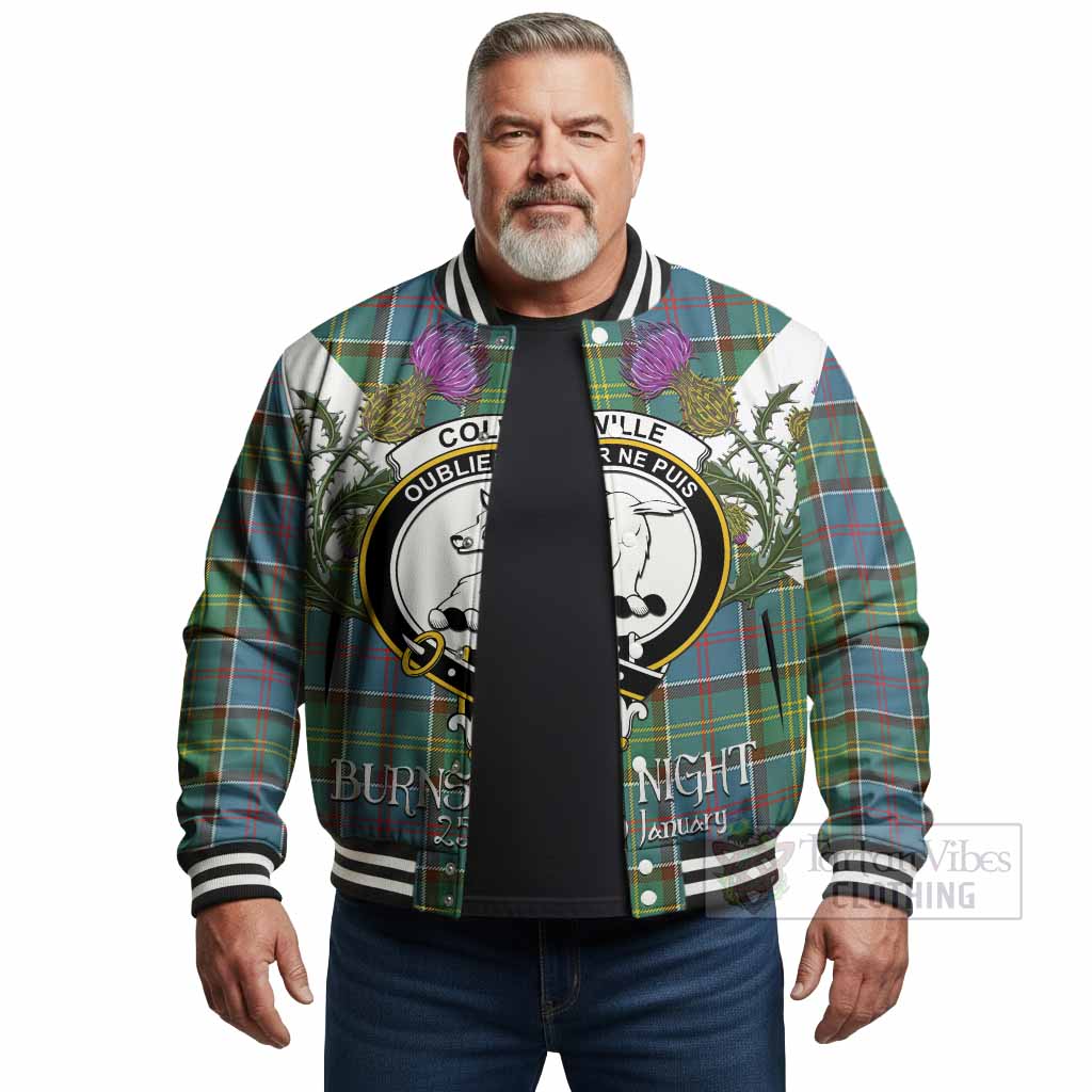 Colville Tartan Family Crest Baseball Jacket Scottish Burns Night Thistle Floral