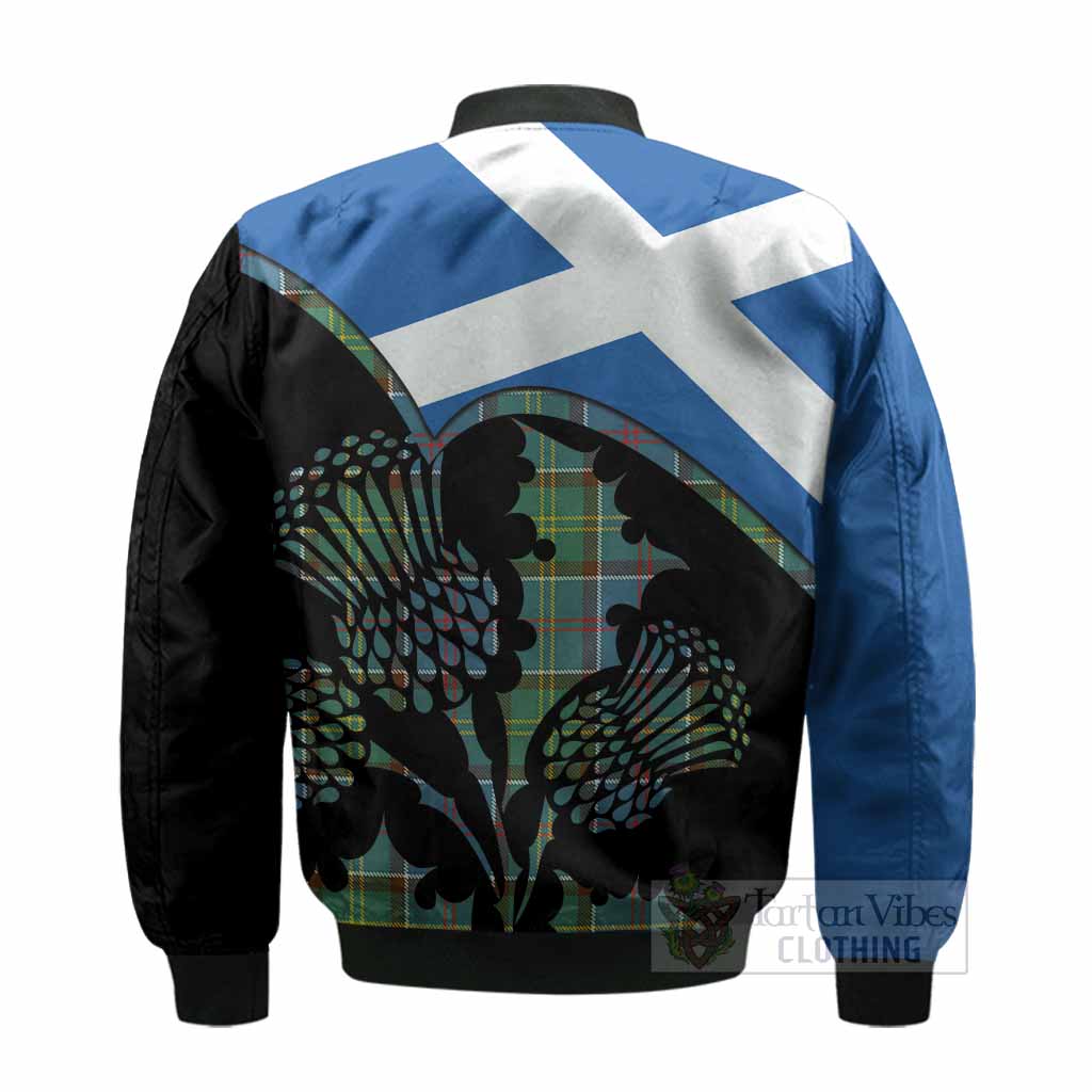 Colville Tartan Family Crest Bomber Jacket Scotland Thistle Floral Flag Style