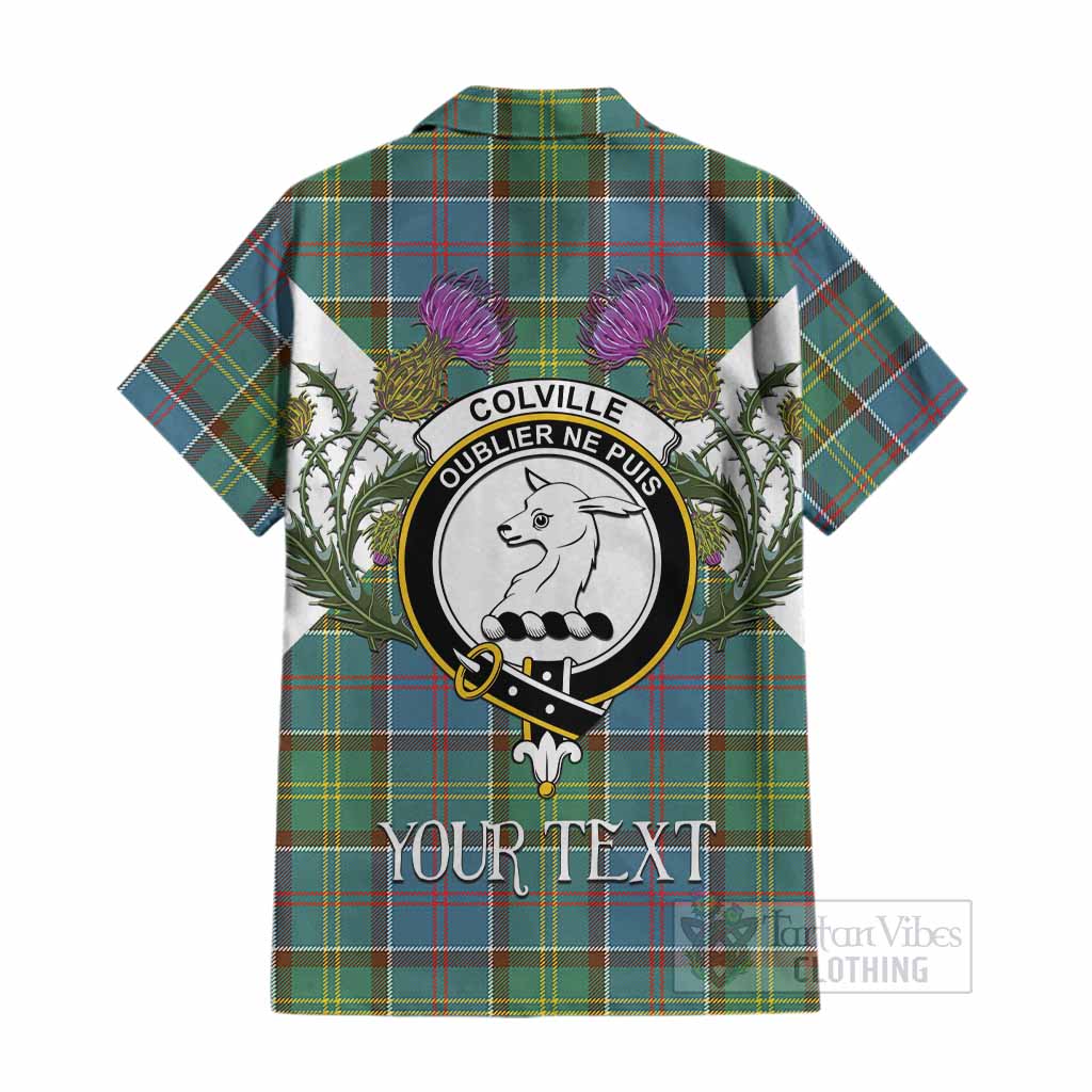 Colville Tartan Family Crest Cotton Hawaiian Shirt Scottish Burns Night Thistle Floral